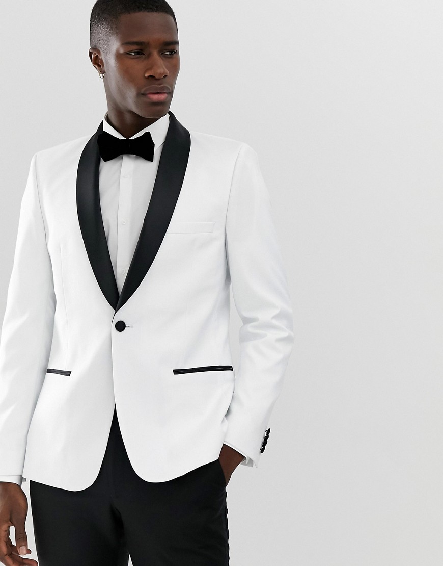 Пиджак ASOS Design skinny Blazer белый с чёрным